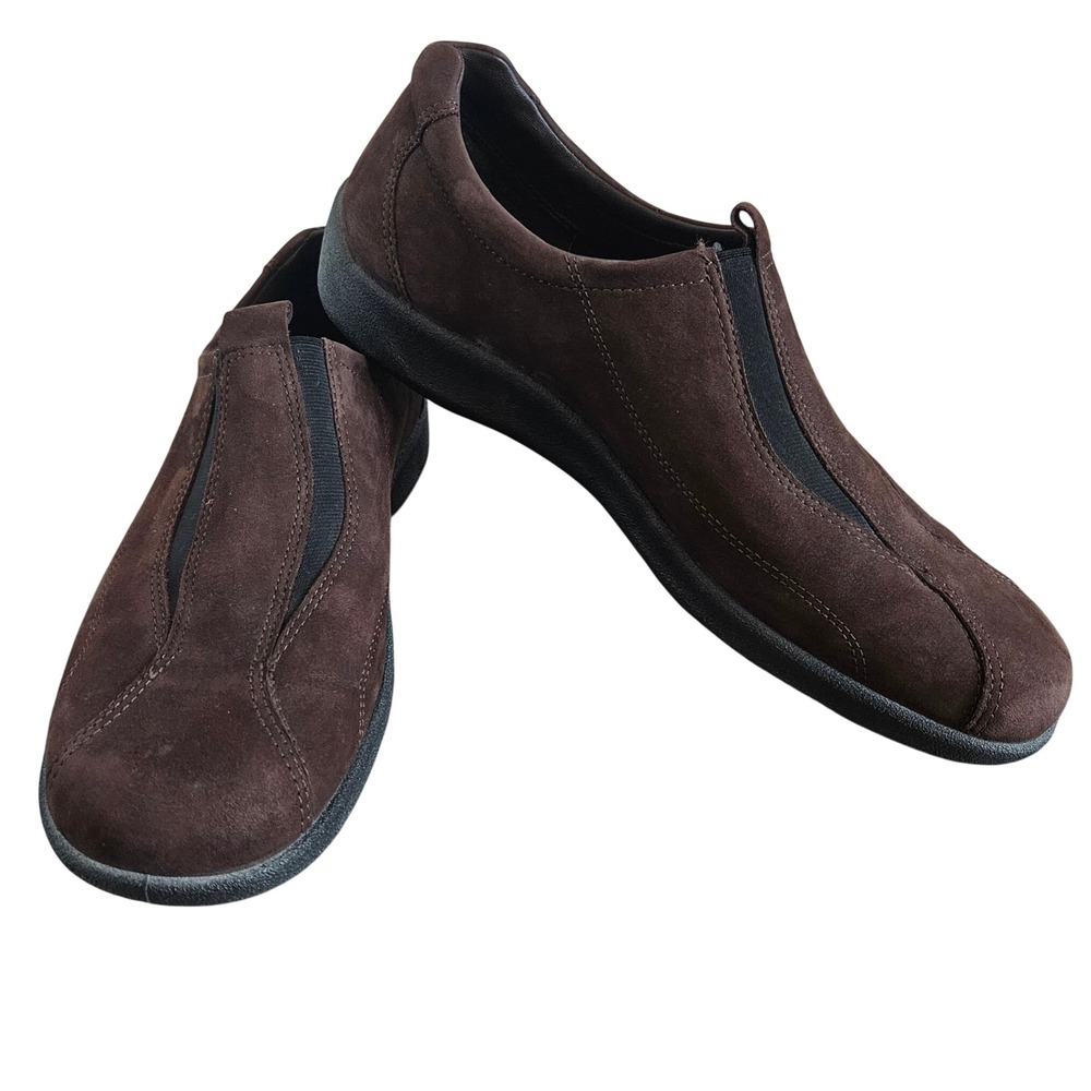 ECCO Brown Suede Slip On Shoes Women 42 Loafers Comfort Flats 071 160642